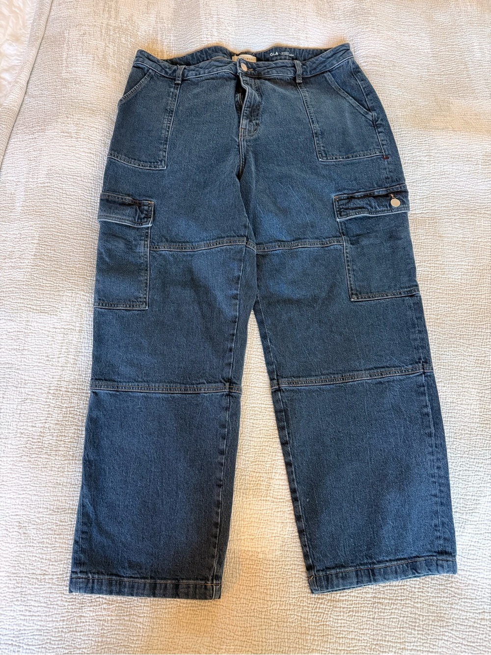 Warp + Weft Dark Blue Cargo Denim Pants
